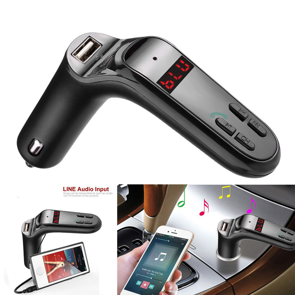 Bluetooth Car Kit Handsfree FM Transmitter Radio MP3 Player USB Charger & AUX Stereo digital PLL frequency locking 2019ju05