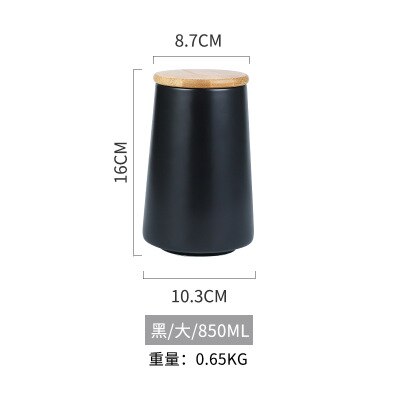 Tarro sellado de cerámica nórdico con tapa, recipientes de almacenamiento de granos variados de cocina, frasco de almacenamiento de alimentos, organizador de café y té: black-l