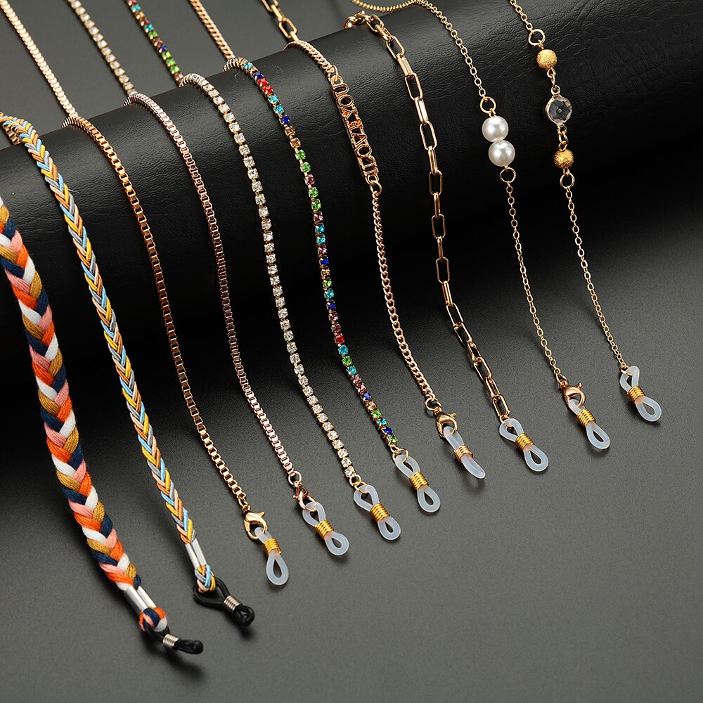 Reading Glasses Chain for Women Metal Sunglasses Cords Beaded Eyeglass Lanyard Hold Straps Eyewear Retainer