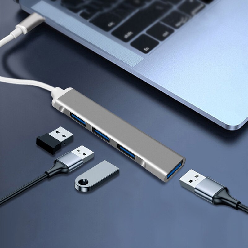 Hub USB 4 Ports USB 3.0 Type C Hub Multi Adaptateur Répartiteur Haute Vitesse jusqu'à 5 Gbit/S Pour PC Ordinateur Accessoires USB 3.0 2.0 Ports