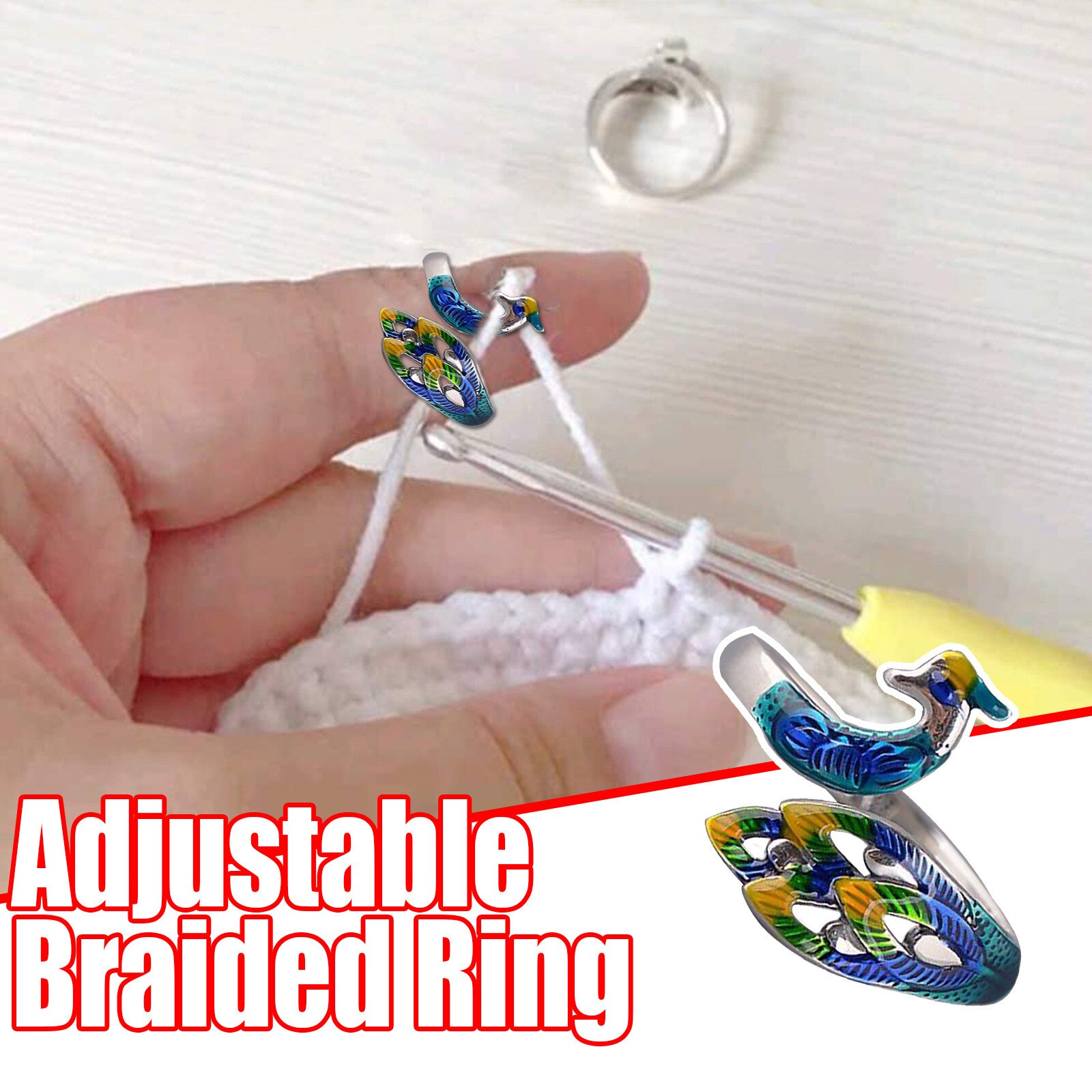 Adjustable Knitting Loop Crochet Loop Knitting Accessories Knitting Ring Adjust Finger Wear Thimble Yarn Guides Knitted Ring#T2: 1PC