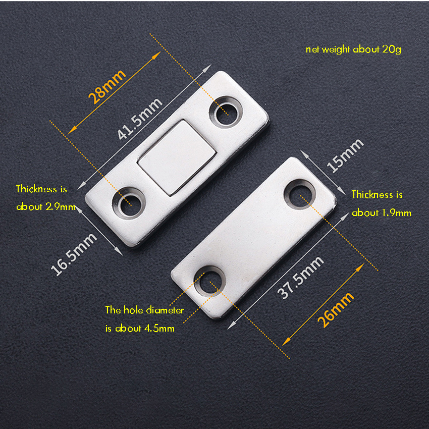 Punch-free Sliding Door Catch with Screw Ultra Thin Magnetic Door Catch Latch Adhesive Catch for Furniture Cabinet Cupboard