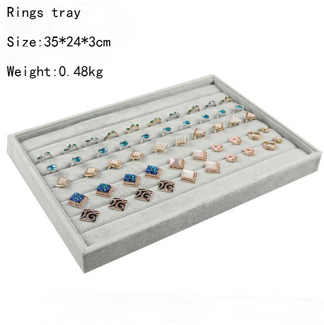 High Leve-Anillo de terciopelo gris para pulsera, collar, colgante de reloj, pendiente de tuerca, bandeja de joyería de catenaria de mano, soporte de placa de exhibición: rings tray