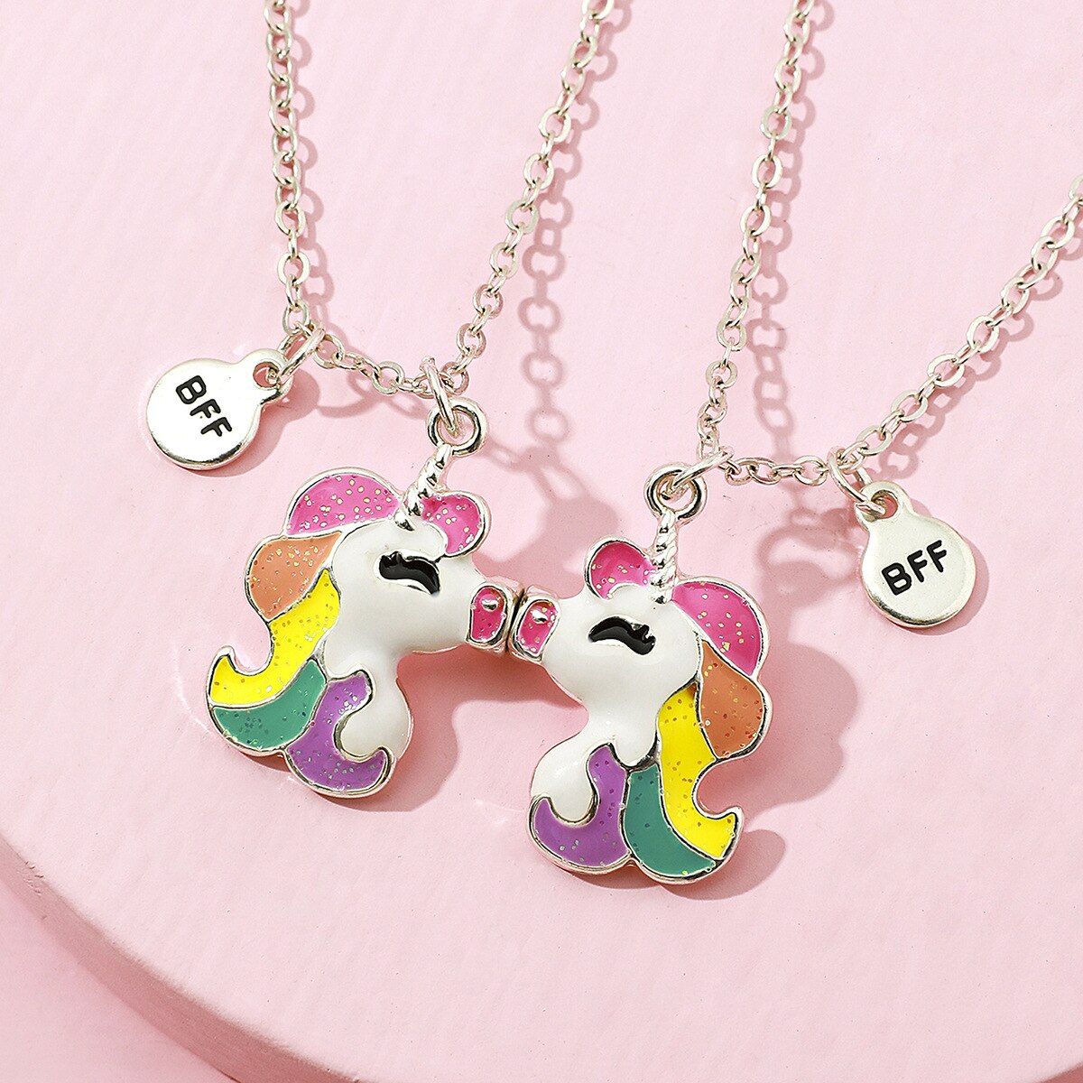 2PCS/Set Cartoon Cat Shape Pendant Chain Best Friends Necklace BFF Friendship Children's Jewelry for Girls: Style 6