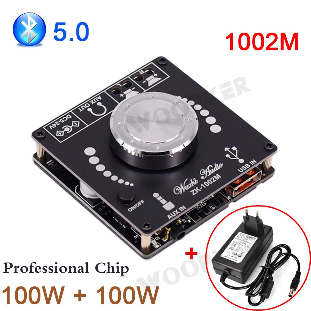 Bluetooth 5.0 TPA3116D2 cyfrowy płyta wzmacniacza Audio zasilania wzmacniacz Stereo kino domowe AUX 502H 1002M 502M 100 wx2 50 wx2: SZARY