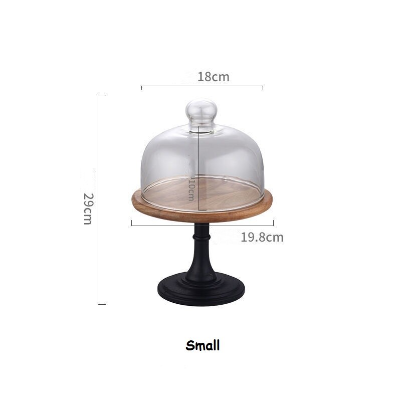 Wooden High Base Cake Plate Stand Dessert Plate Wedding Party Cake Dessert Plate Tray Wooden Dishes Wood Serving Tray Cake Cover: Base cover small