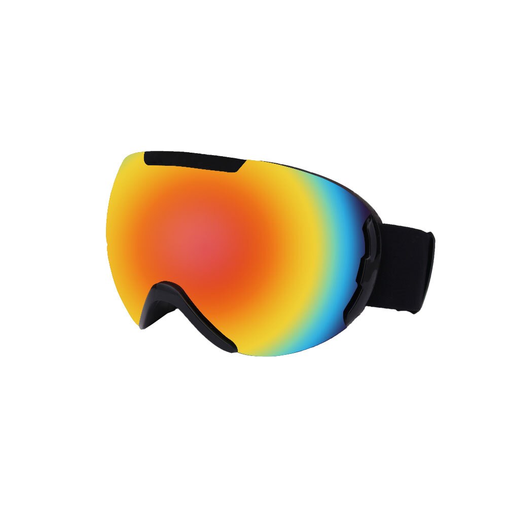 Style Ski Goggles Large Spherical Double Layer Anti-fog Ski Mountain Climbing Eye Protection Glasses Men and Women-Ski Equip: Black   Red Lens