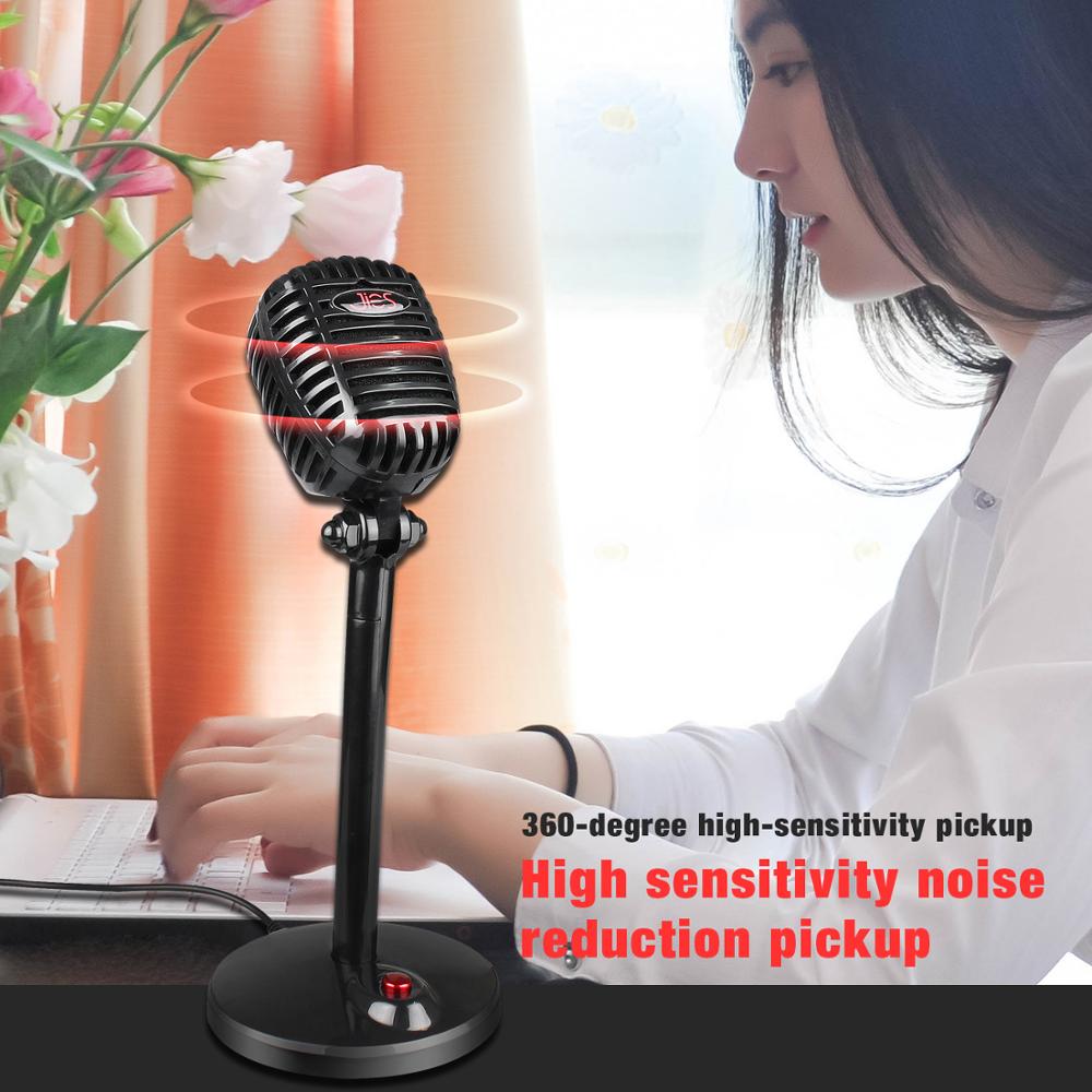 Computer Condenser Microphone 360° Sound Pickup HD USB Microphone Gaming Chatting Karaoke for Video Chat Conference Lecture