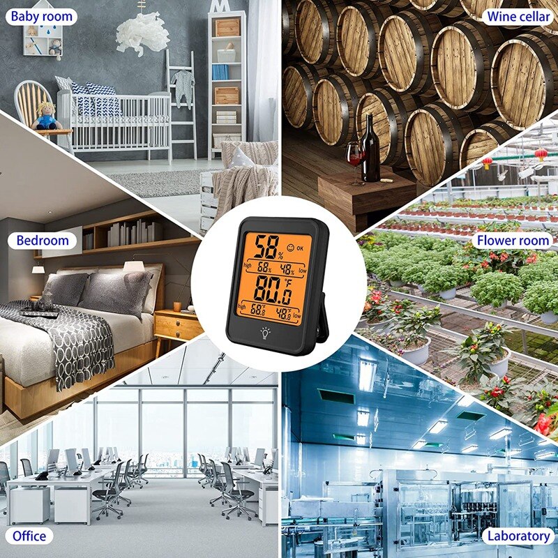 Indoor Thermometer Digitale Hygrometer Kamer Thermometer Vochtigheid Monitor Met Achtergrondverlichting, Geschikt Voor Slaapkamer, Babykamer