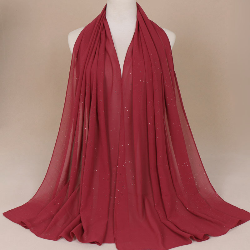 nouvelles femmes or en mousseline de soie solide couleur musulmane tête écharpe châles et enveloppes pashmina bandana femme foulard dames hijab magasins: 11