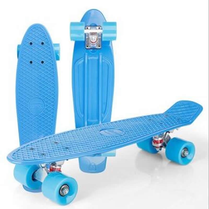 22inch Skateboard Fish Board Mini Cruiser Children Scooter Longboard Skate Boards Adults Candy Penny Board Wheel Truck Bearings: Blue