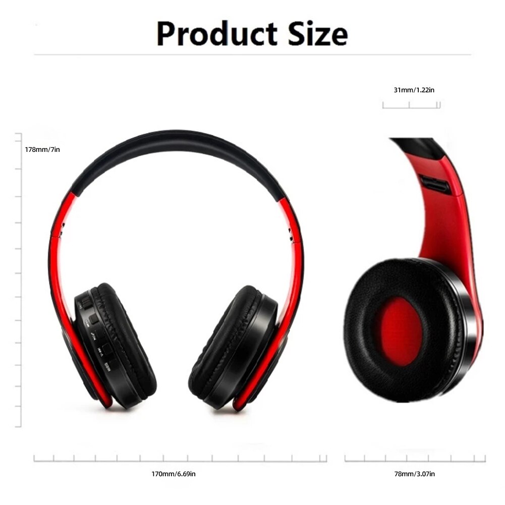 Portable Bluetooth Gaming Headset Foldable Luminous Hi-Fi Stereo Earphones With Mic For PC Laptop Phone