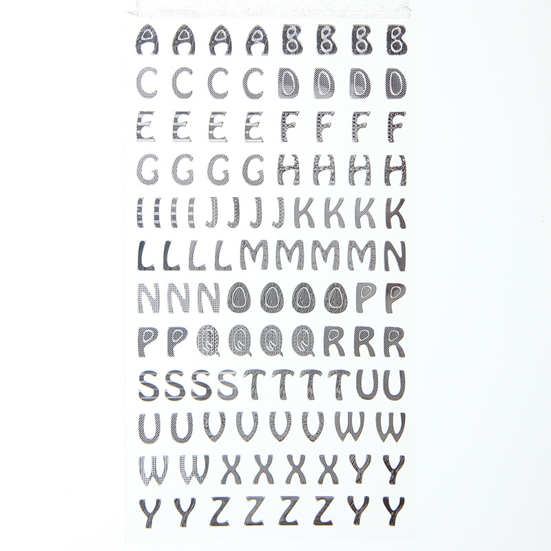 1 Sheet Glitter Alphabet Letter Stickers Self Adhesive ABC A-Z Words Sticker On Scrapbooking & Stamping Stickers: 01(yuan ti)