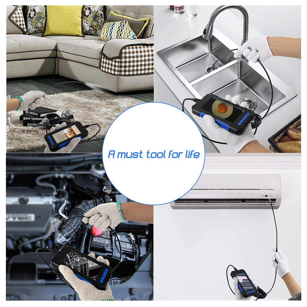 P40 Industrial Endoscope Borescope Inspection Camera 4.3 Inch HD 1080P Display Screen IP67 Waterproof 5.5mm Lens 6pcs LED Light