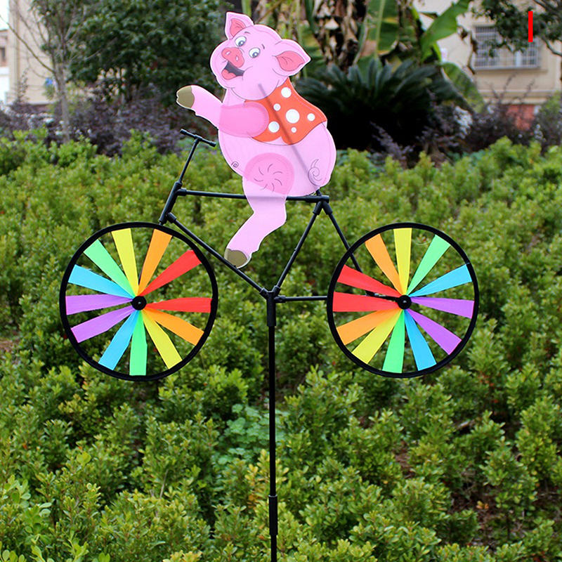 Rabbit Bee Tiger on Bike DIY Windmill Animal Bicycle Wind Spinner Whirligig Garden Lawn Decorative Gadgets Kids Outdoor Toys: I