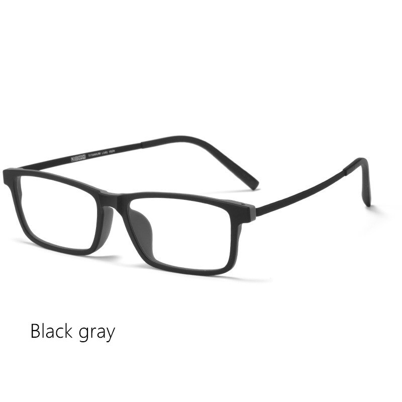 Lunettes en titane pur pour hommes, monture TR90 ultralégère, myopie, hypermétropie, grande monture, 8836x: Black Gray