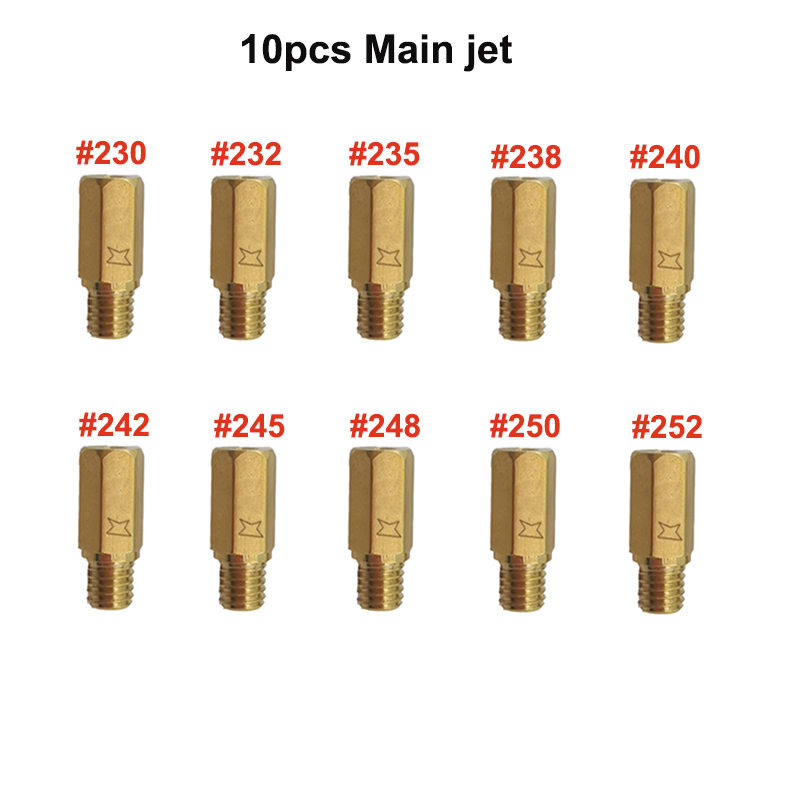 10 pz PWK PWM Jet Moto Carburatore Getti Principali Getti Pilota lento per Keihin OKO CVK NSR KSR carboidrati impostato Iniettore Ugello Carburador: Radura