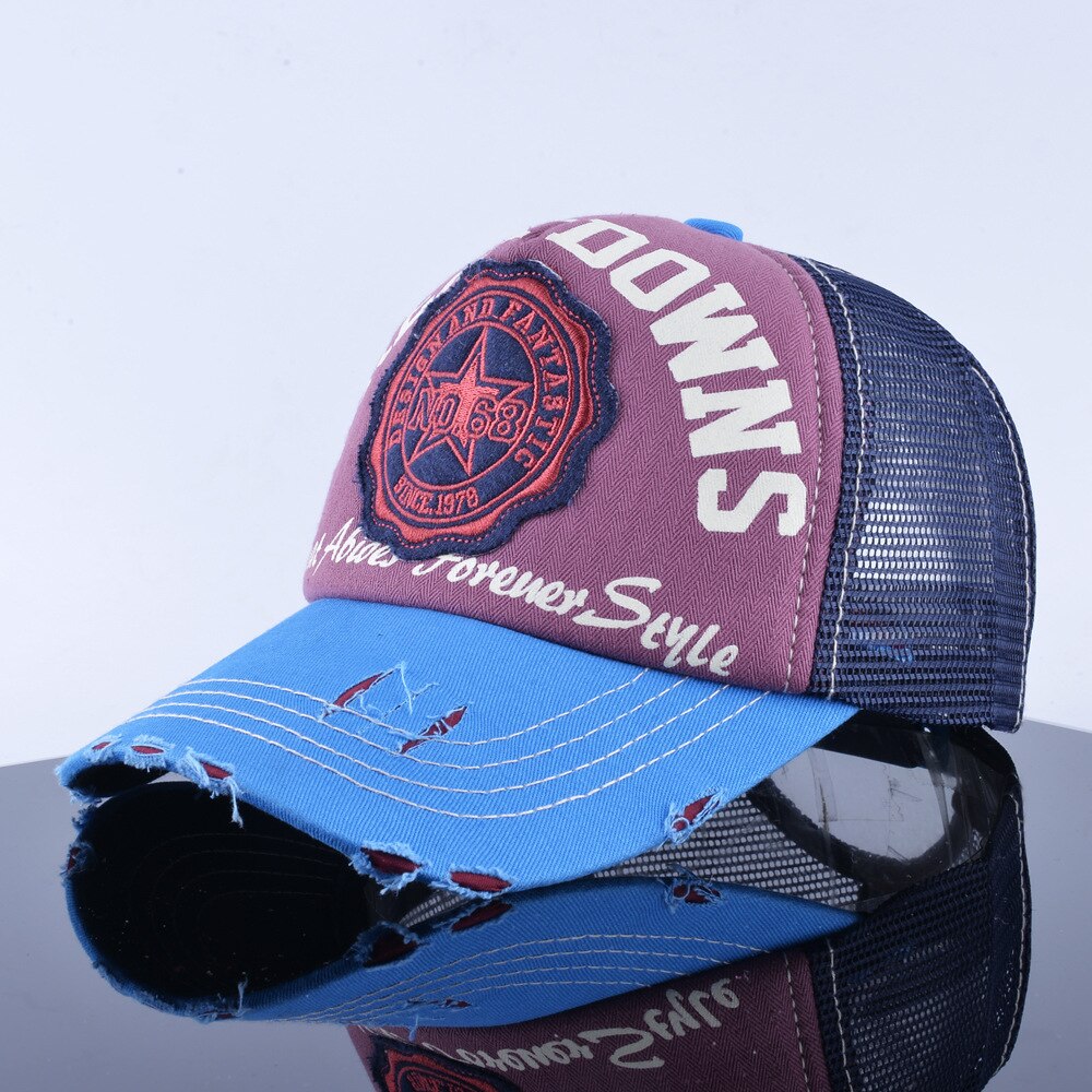 Trucker Hat Foreign Trade Men and Women Lettered Baseball Cap Summer Truck Driver Cap Mesh Cap Couple Wind Drying Curved Brim: Blue