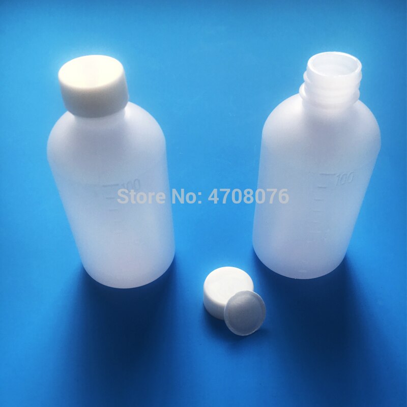 100ml 40pcs/pack PE lab reagent bottle with scale Plastic sample bottle with screw cover narrow mouth round for chemical test