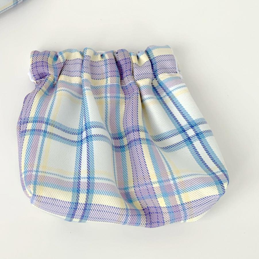 Portamonete Vintage giapponese semplice Mini Plaid retrò Plaid carino Mini custodia per ragazze borsa per donna Mini astuccio a contrasto: Purple Plaid 1