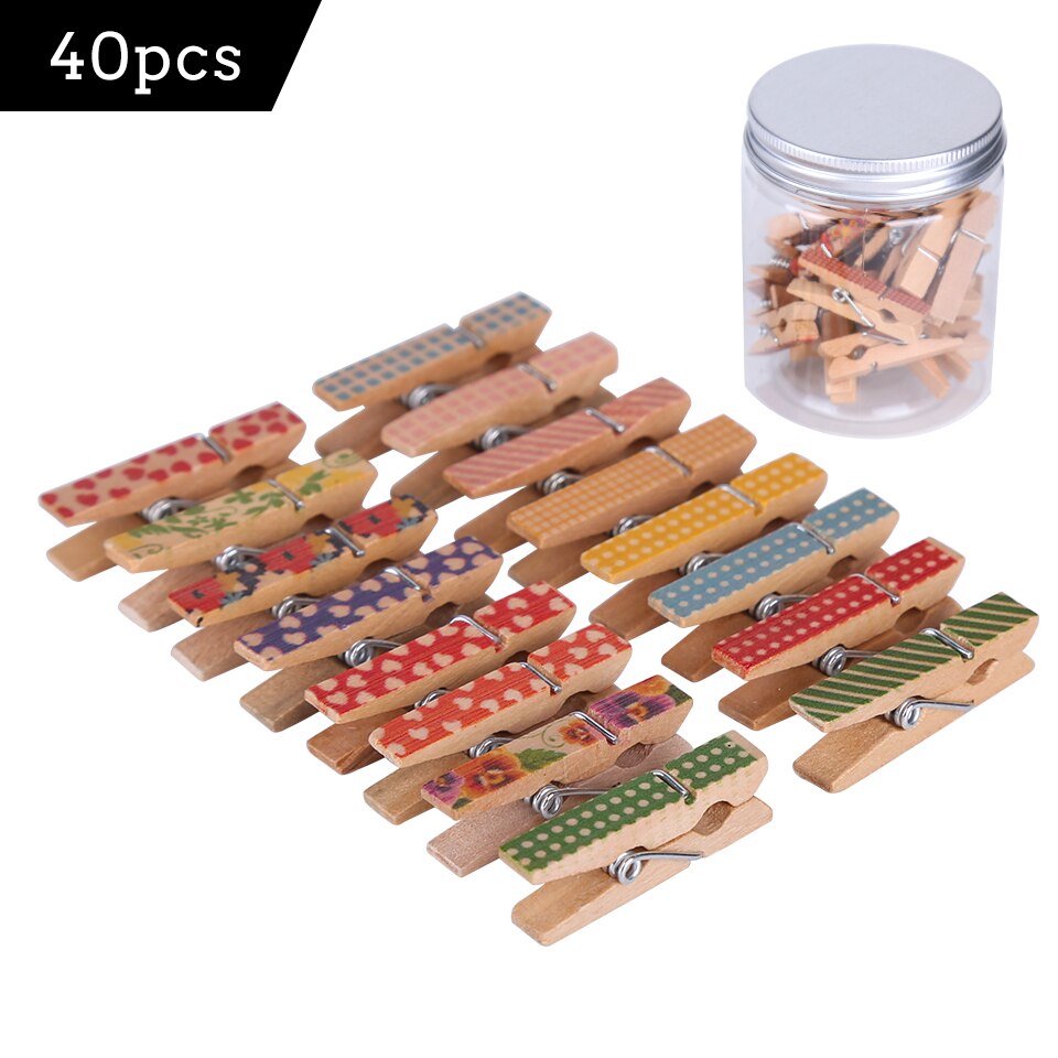 40 Stuks Hout Kleur Geschilderd Gedrukt Kleine Houten Clips Gebruikt Als Foto Clips Craft Decoratie Clips Kleren Clips Voor Dagelijks levert