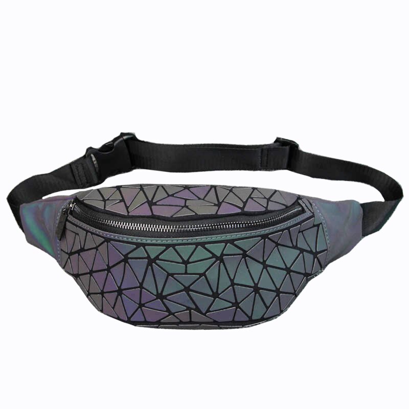 Luminous Waists Bags Women Waist Fanny Packs Belt Bag Luxury Brand Leather Chest Handbag Geometry Waist Packs Purse