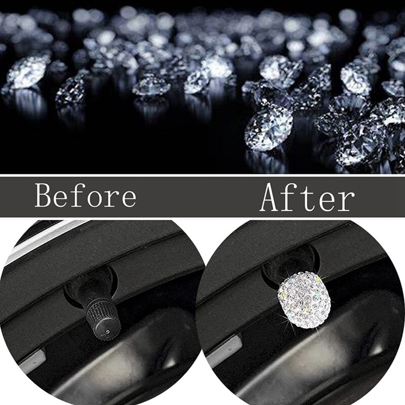 Capuchon de tige de Valve de pneu de voiture, 4 pièces de couvercle d'air de tige de voiture en cristal strass fait à la main