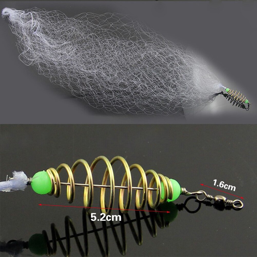 Copper Spring Shoal Fishing Net Small Mesh Netting Luminous Beads Swivel Fishing Tools color random: 15mmX15mm
