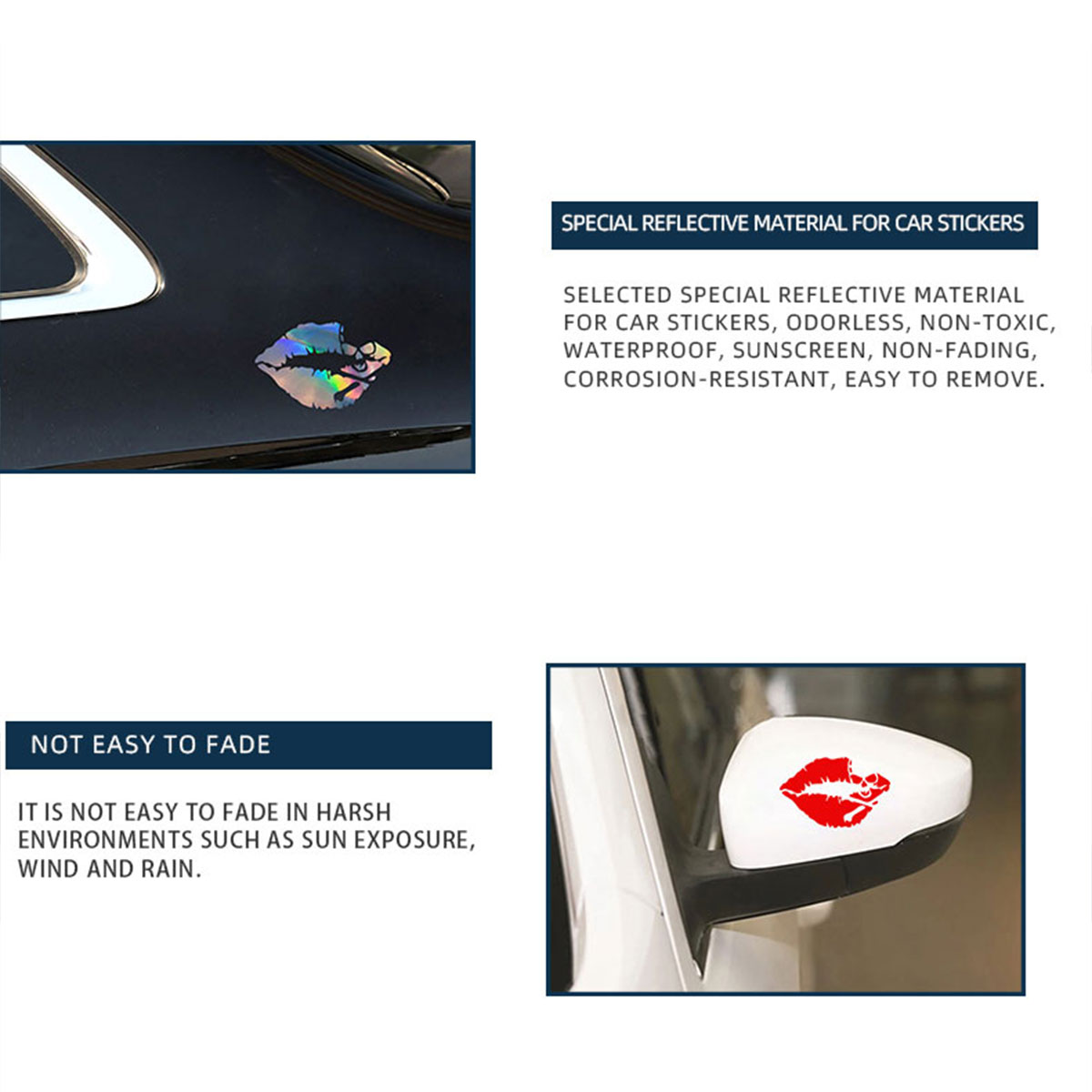 1/2x Autosticker Kiss Lips Waterdichte Motorfietsen Decors Bumper Achterruit Biker Helm Autosticker Vinyl Auto Sticker Accessoires