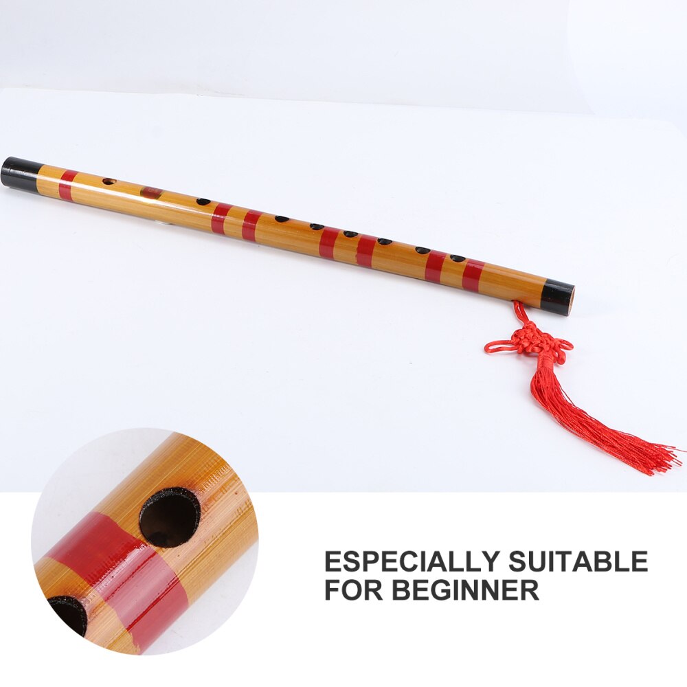 1 Set/2Pcs Bamboe Fluit Traditionele Muziekinstrument Voor Beginner (Natuurlijke Kleur Fluit + Chinese Knoop + fluit Membraan, willekeurige