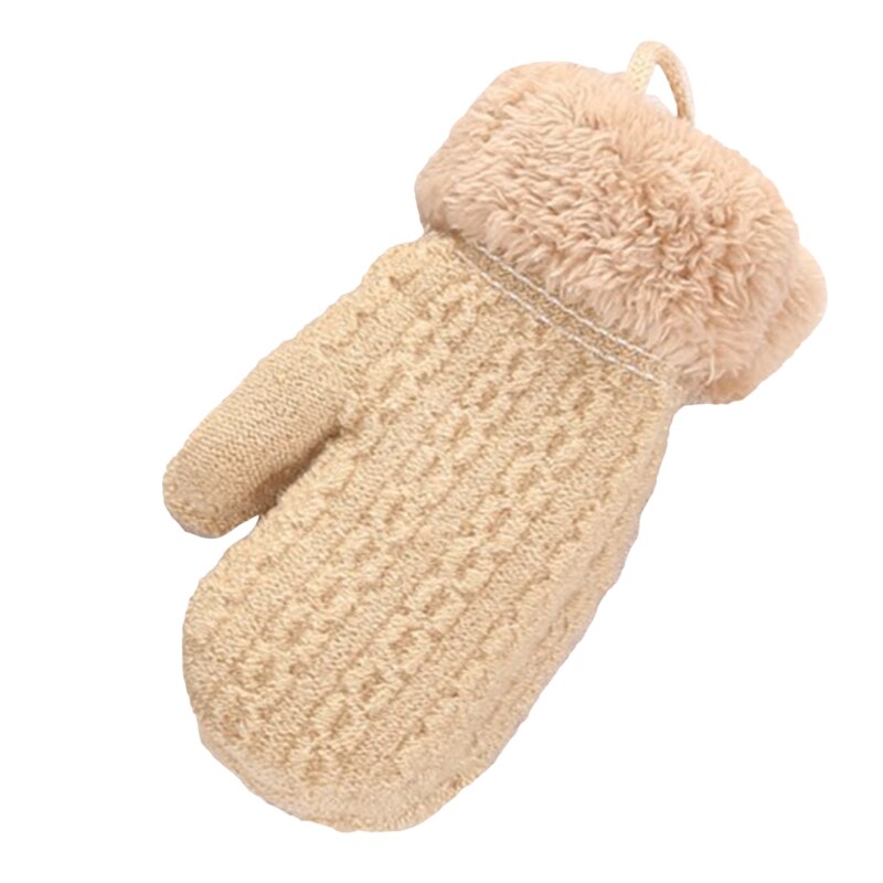 Mitones de lana para niños, manoplas de punto para niños de 1 a 4 años, guantes cálidos para bebés: Beige