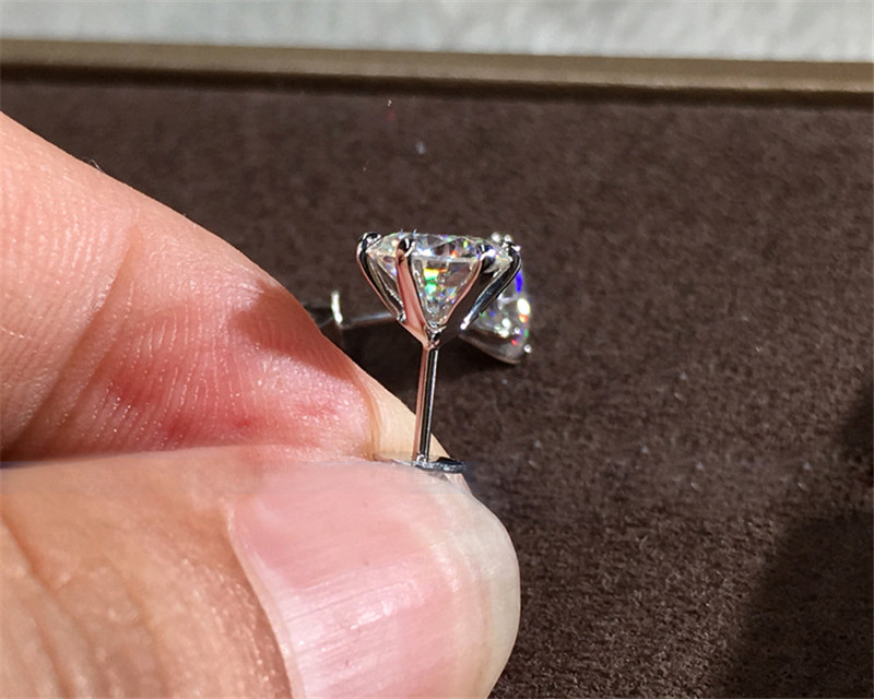 Vecalon Solitaire Oorbel Aaaaa Cz Stone Echt 925 Sterling Zilveren Verklaring Party Wedding Stud Oorbellen Voor Vrouwen Bruids Sieraden