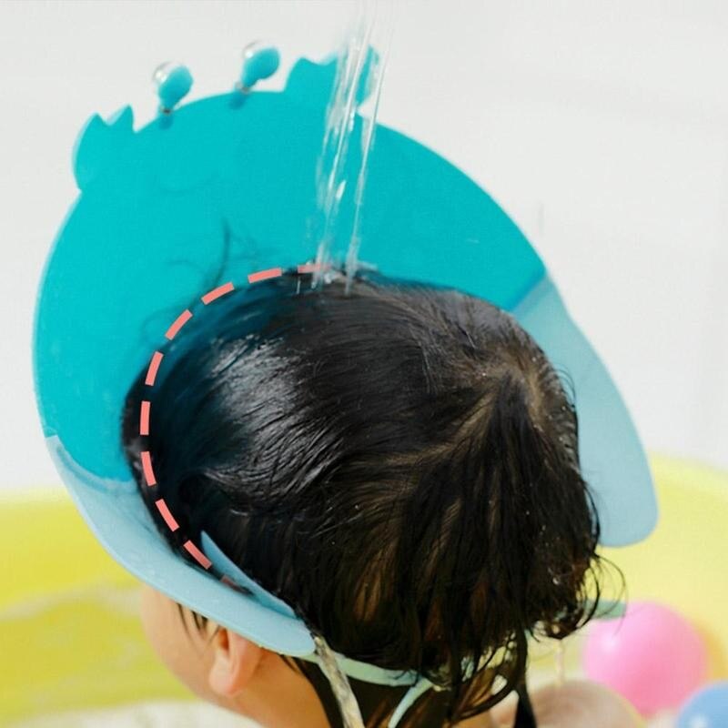 Gorro de ducha para bebé con corona ajustable, gorro de baño para lavar el pelo, protege a los niños, impermeable, evita que el agua entre en las orejas