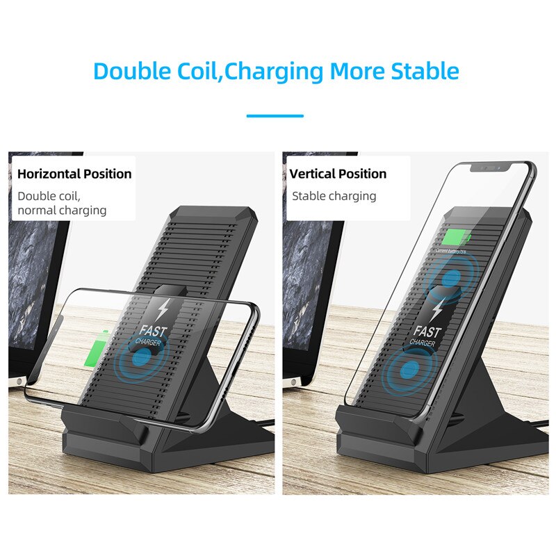 USLION 10W Qi Drahtlose Ladegerät für iPhone 13 11 8 Plus Schnelle Ladung für Samsung S8 S9 Plus S10 xiaomi Telefon Ladegerät Pad Halfter