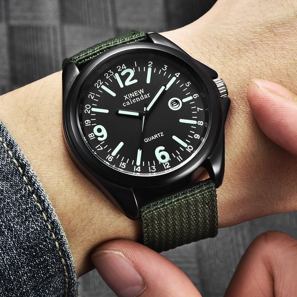 Stilfulde herre lysende kvarts armbåndsure casual alu urskive herre vandtætte sportsure nylon rem relogio masculino
