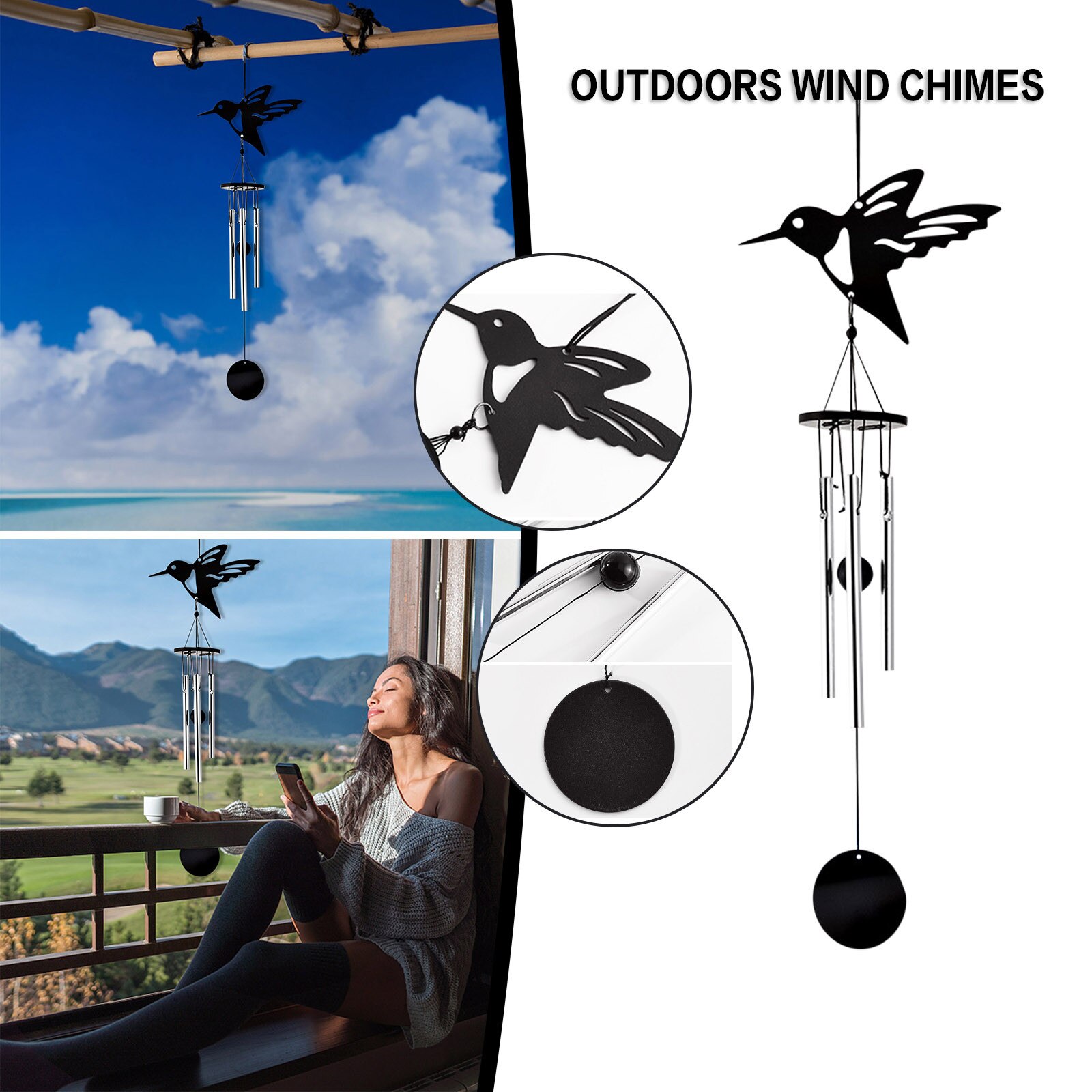 Outdoor Living Vogel Vorm Windgong Yard Tuin Klokken Houten Wind Chime Wall Opknoping Home Decor Decoratie Windgong # t2P