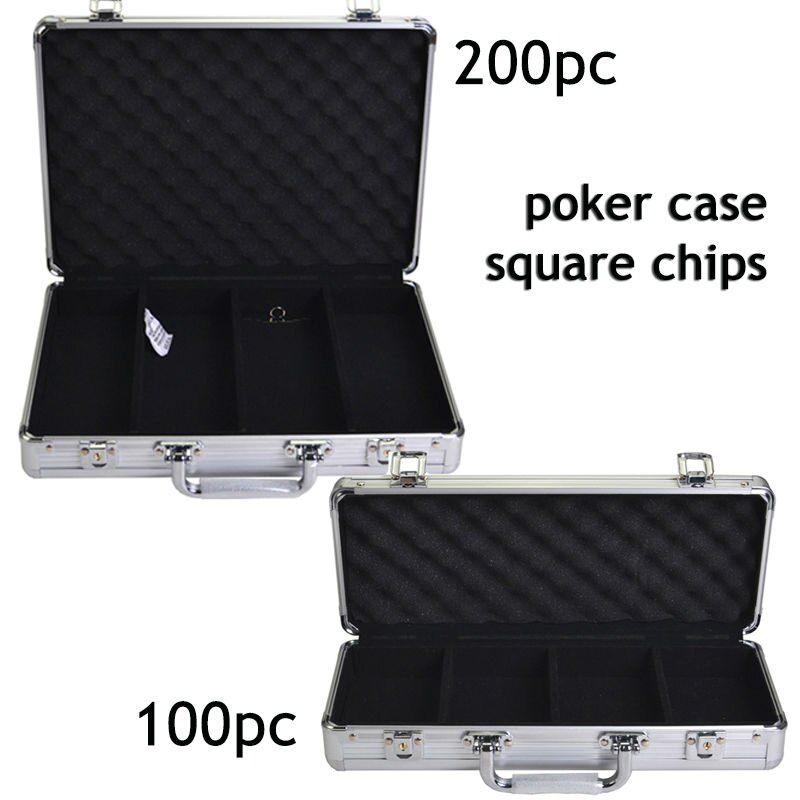 1 st Poker Chip Case-vierkante chips 100 st 200 st aluminium opbergdoos
