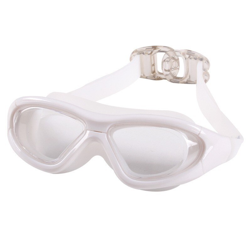 Zwembril Volwassen Anti-Fog Hd Mannen En Vrouwen Platte Zwembril Oogbescherming Zwembril Zwemmen apparatuur: transparent white