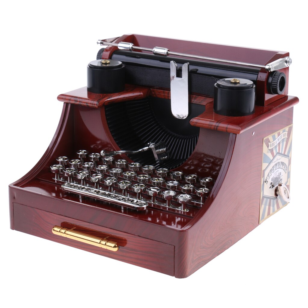 Ouderwetse Mechanische Schrijfmachine Muziekdoos Speelgoed Tafel Decor