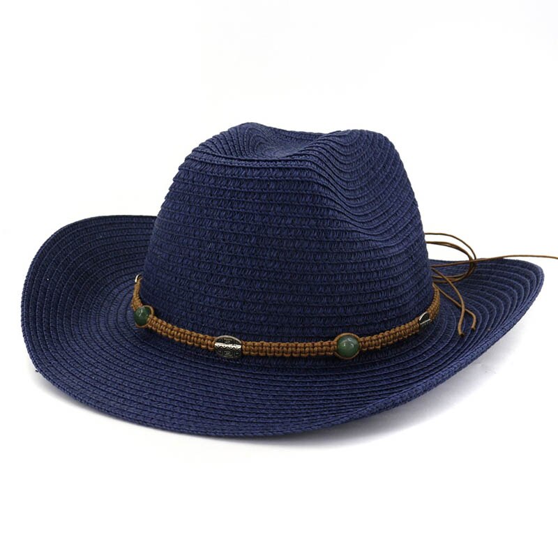 Zomerhoed voor dames, geweven vorm panama strohoed, heren riemvorm hoeden strand zonnehoed jazz hoeden western cowboy petten