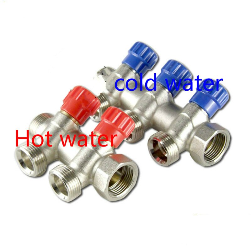 2, 3 fach messing verteiler absperrventil blau verteiler messing heizung schraubfitting kan splejses af flere kanaler