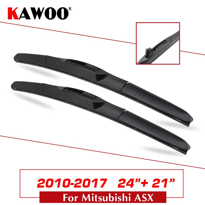 KAWOO Voor Mitsubishi ASX 24 "21" Auto Zachte Rubber Ruitenwissers Blades Fit U Haak Arm: Default Title