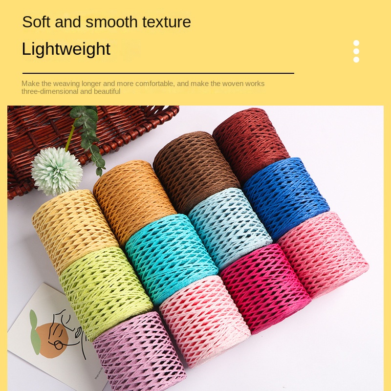 Natural Cotton Raffia Yarn 1mm 150m DIY Rope for Summer Sun Straw Hat Beach Bag Knitting Handbag Wrapping Craft