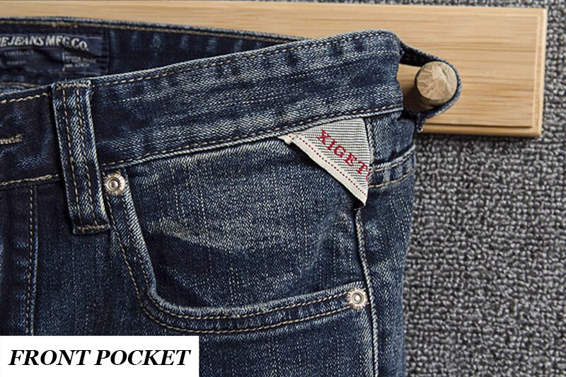 Streetwear hombre Jeans azul oscuro Slim Fit Retro rasgado Jeans hombres Denim Pantalones desgastados Vintage Hip Hop Jeans