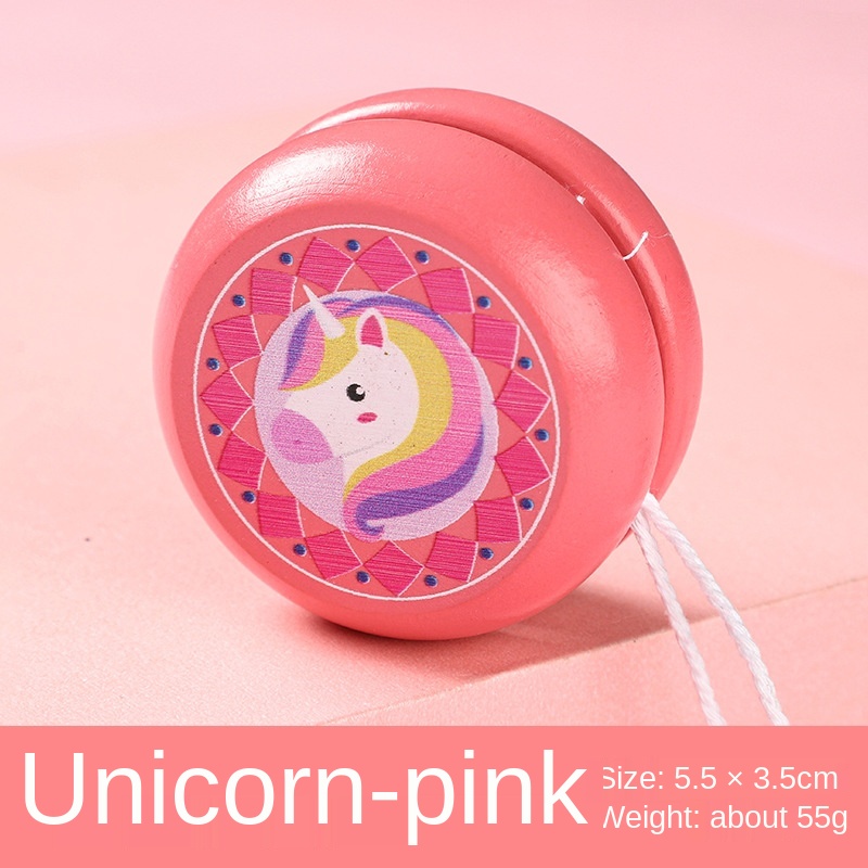 Yoyo de madera de dibujos animados, juguetes nostálgicos, juguetes profesionales de Metal: Unicorn yo-yo ball