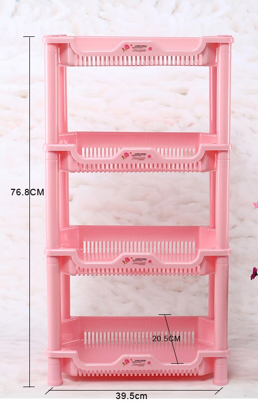 4 Layer PP dish rack kitchen organizer and storage White Hollow Bathroom Shower Sundries rack shelf room ZL304: pink 4 layer