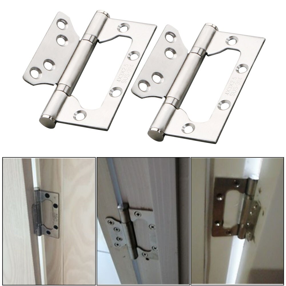 2pcs Heavy Duty Ball Bearing Hardware Easy Install Stainless Steel Home Door Hinge Durable Replacement Parts Thickened Silent