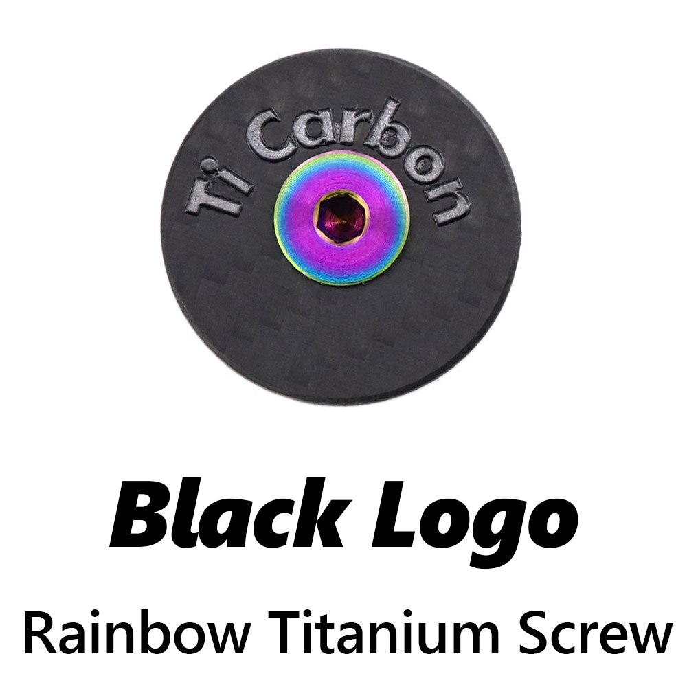 7g Carbon Bicycle Stem Headset Top Cap with Titanium Screw Headset Cover bike stem cover: Black Rainbow Ti