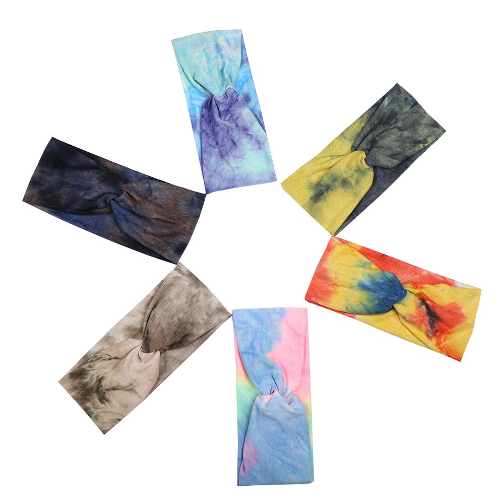 1pc tie dye elastiska huvudskydd cykling yoga sport svett pannband för män kvinnor yoga hår band huvud svett band sport säkerhet