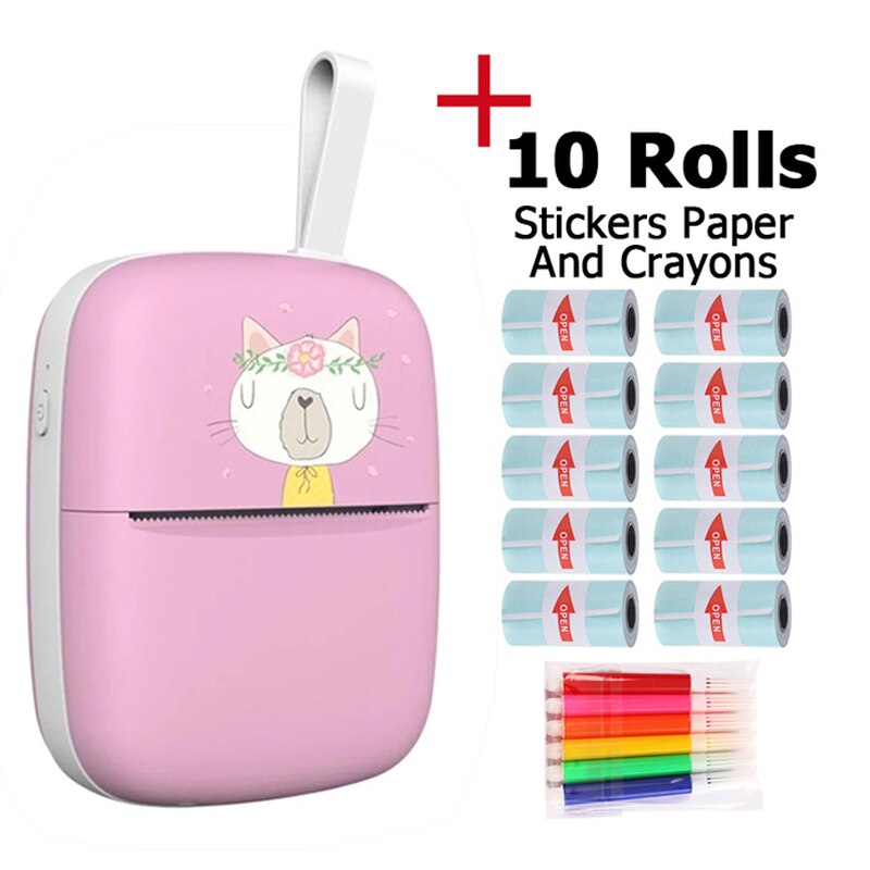 Mini Draagbare Thermische Printer 203Dpi Foto Pocket Printing Draadloze Bluetooth Label Printer Papier Voor Android Ios Kids: GRAY